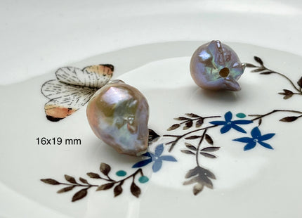 ONE Piece 16-19x25-30 mm AA Large Hole Jumbo Natural Mauve Pink Baroque Pearl Hole Size 2.2mm Genuine High Luster Baroque Pearls #P2184