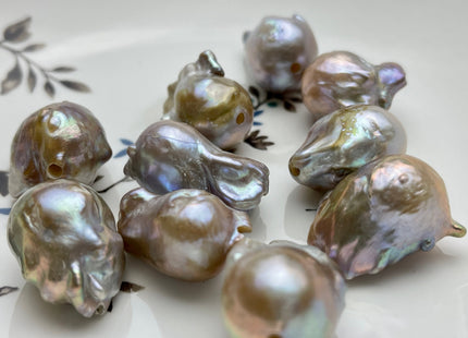 ONE Piece 16-19x25-30 mm AA Large Hole Jumbo Natural Mauve Pink Baroque Pearl Hole Size 2.2mm Genuine High Luster Baroque Pearls #P2184