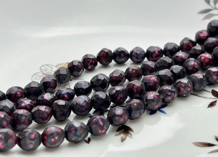 7-8 mm Faceted Potato Freshwater Pearl Burgundy Red Color Genuine Very Rare Shiny Faceted Cultured Freshwater Pearl 48 Pieces #P2155
