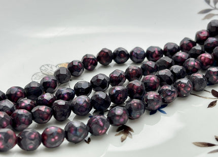 7-8 mm Faceted Potato Freshwater Pearl Burgundy Red Color Genuine Very Rare Shiny Faceted Cultured Freshwater Pearl 48 Pieces #P2155