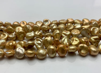 8-10 mm Gold Champagne Keshi Freshwater Pearl Beads Rare Genuine Center Drilled Nugget Keshi Freshwater Pearls 44 Pieces #P2179
