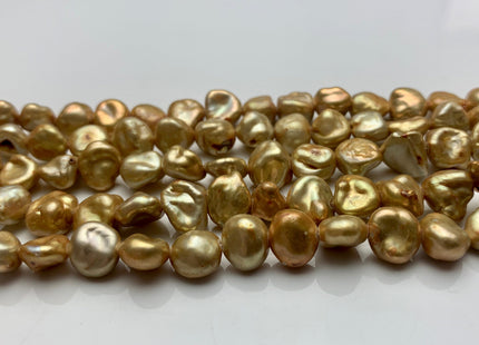 8-10 mm Gold Champagne Keshi Freshwater Pearl Beads Rare Genuine Center Drilled Nugget Keshi Freshwater Pearls 44 Pieces #P2179