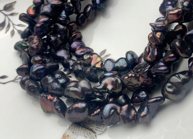 9-12x15-16 mm Limited Edition Dark Metallic Brown Color Irregular Keshi Nugget Freshwater Pearl Beads Genuine Natural Keshi Pearls #P2182