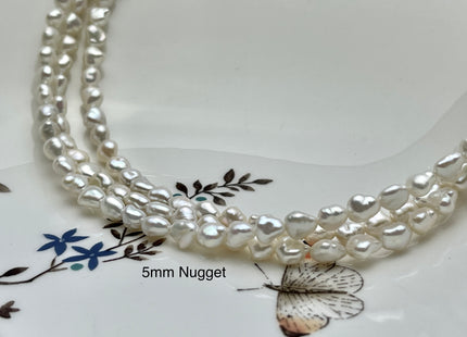 3-4mm 5-7mm AAAAA Natural White Keshi Nugget Freshwater Pearl Center Drilled Keshi Pearl Genuine Super High Luster Tiny Keshi Pearl #P2150