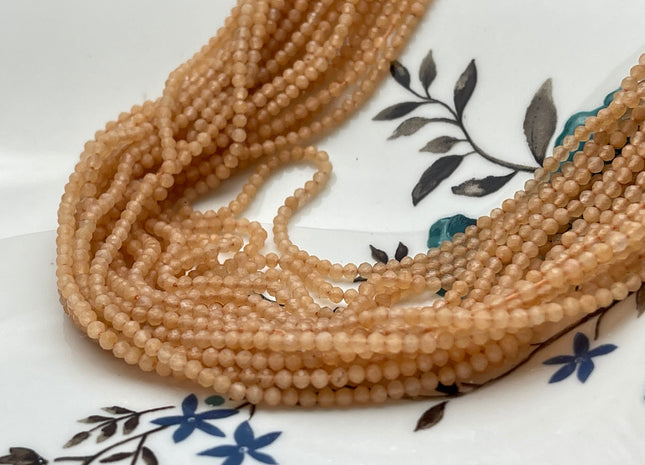 2 mm Faceted Round Tiny Peach Quartz Gemstone Beads Genuine Natural Quartz Loose Beads 13 Inches Strand #4125