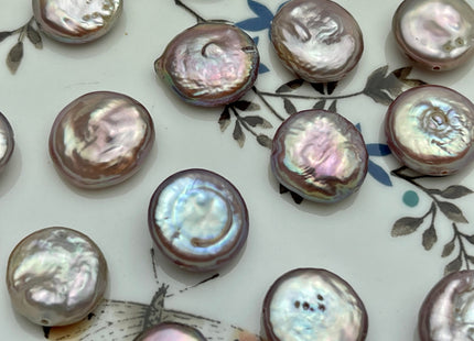 ONE Piece AAA 13-14 mm Natural Mauve Pink Top Quality Super High Luster Smooth Thick Coin Pearl For Earring Pendant And Necklace #P2185