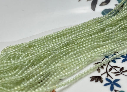2 mm Faceted Round Tiny Light Green Prehnite Gemstone Beads Genuine Natural Prehnite Loose Beads 13 Inches Strand #4128