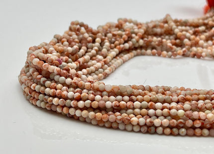 2-2.5 mm Faceted Round Tiny Multi Orange and White Howlite Gemstone Beads Genuine Natural Howlite Loose Beads 13 Inches Strand #4131