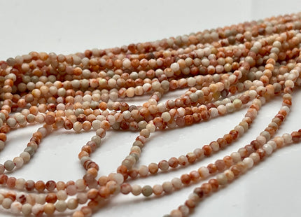 2-2.5 mm Faceted Round Tiny Multi Orange and White Howlite Gemstone Beads Genuine Natural Howlite Loose Beads 13 Inches Strand #4131