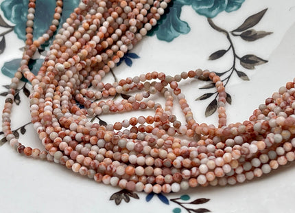 2-2.5 mm Faceted Round Tiny Multi Orange and White Howlite Gemstone Beads Genuine Natural Howlite Loose Beads 13 Inches Strand #4131