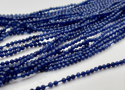 2 mm Faceted Round Tiny Dark Lapis Blue Quartz Gemstone Beads Genuine Natural Quartz Loose Beads 13 Inches Strand #4133