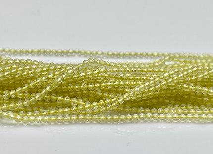 2 mm Faceted Round Tiny Lemon Quartz Gemstone Beads Genuine Natural Quartz Loose Beads 13 Inches Strand #4134