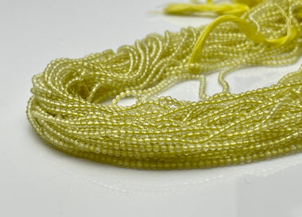 2 mm Faceted Round Tiny Lemon Quartz Gemstone Beads Genuine Natural Quartz Loose Beads 13 Inches Strand #4134