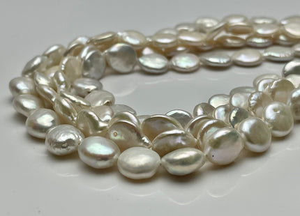 12-14 mm AA White Coin Freshwater Pearl Genuine Freshwater Pearl Beads Natural White High Luster/ Quality Coin Pearls #1072