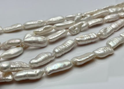 9-10x19-23 mm Natural White Biwa Stick Freshwater Pearl Beads Genuine High Luster Unique Natural White Biwa Stick Pearls #P2189