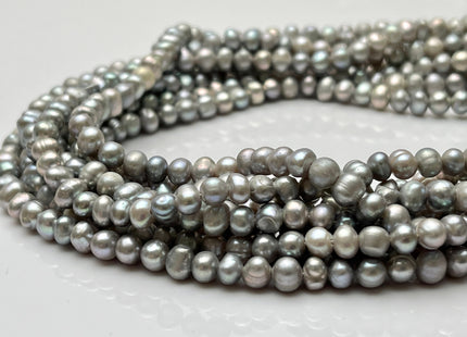 4-5 mm Silver Gray Color Potato Freshwater Pearl Beads Genuine Cultured Freshwater Pearl Beads Gray Potato Pearl Beads B Grade #P2192