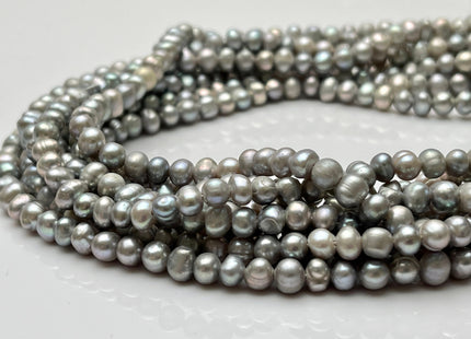 4-5 mm Silver Gray Color Potato Freshwater Pearl Beads Genuine Cultured Freshwater Pearl Beads Gray Potato Pearl Beads #P2192