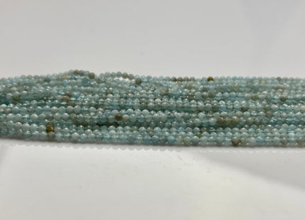 2-2.5 mm Faceted Round Tiny Mixed Multi Blue Aquamarine Gemstone Beads Genuine Natural Aquamarine Loose Beads 13 Inches Strand #4111