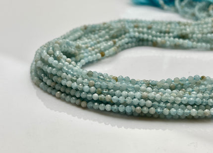 2-2.5 mm Faceted Round Tiny Mixed Multi Blue Aquamarine Gemstone Beads Genuine Natural Aquamarine Loose Beads 13 Inches Strand #4111