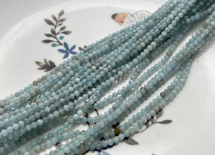 2-2.5 mm Faceted Round Tiny Mixed Multi Blue Aquamarine Gemstone Beads Genuine Natural Aquamarine Loose Beads 13 Inches Strand #4111