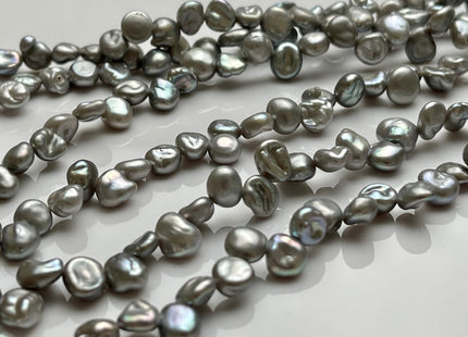 5x7-8 mm AA High Luster Silver Gray Keshi Freshwater Pearl Beads Top Drilled Gray Keshi Pearls Dancing Silver Pearl Beads #345