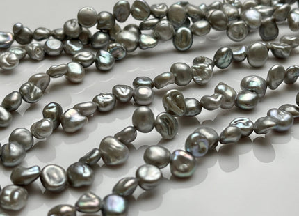 5x7-8 mm AA High Luster Silver Gray Keshi Freshwater Pearl Beads Top Drilled Gray Keshi Pearls Dancing Silver Pearl Beads #345