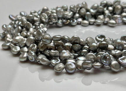 5x7-8 mm AA High Luster Silver Gray Keshi Freshwater Pearl Beads Top Drilled Gray Keshi Pearls Dancing Silver Pearl Beads #345
