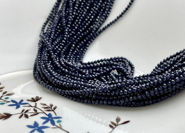 2-2.5 mm Faceted Round Tiny Blue Sandstone Gemstone Beads Genuine Natural Sandstone Loose Beads 13 Inches Strand #4112