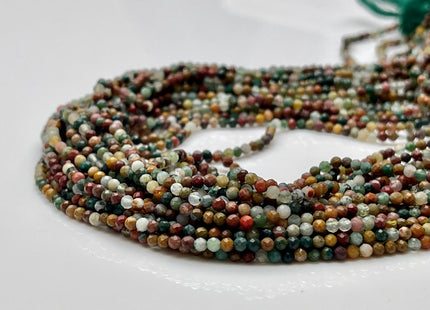 2-2.5 mm Faceted Round Tiny Mixed Multi Green Brown Ocean Jasper Gemstone Beads Genuine Natural Jasper Loose Beads 13 Inches Strand #4115