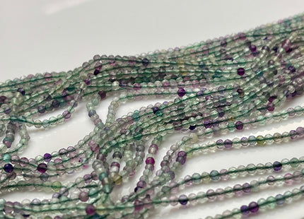 2.5 mm Faceted Round Tiny Mixed Green and Purple Fluorite Gemstone Beads Genuine Natural Fluorite Loose Beads 13 Inches Strand #4116