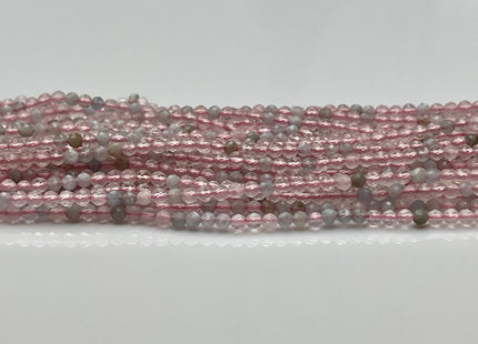 2-2.5 mm Faceted Round Tiny Mixed Pink and Blue Morganite Gemstone Beads Genuine Natural Morganite Loose Beads 13 Inches Strand #4117