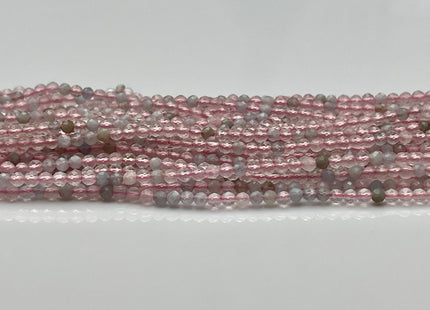 2-2.5 mm Faceted Round Tiny Mixed Pink and Blue Morganite Gemstone Beads Genuine Natural Morganite Loose Beads 13 Inches Strand #4117