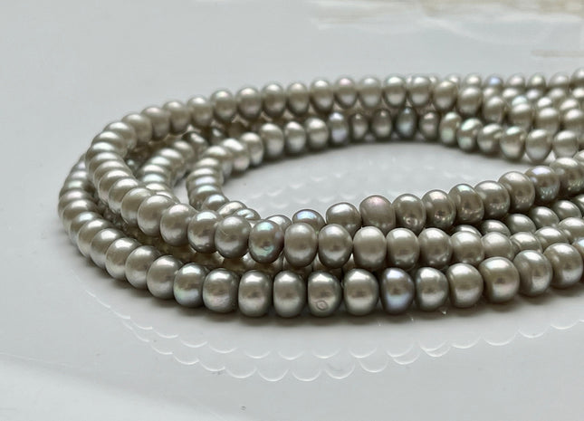 5mm 6mm AA Gray Color Round Button Freshwater Pearl Beads Genuine High Luster Smooth Freshwater Button Pearls #P2149