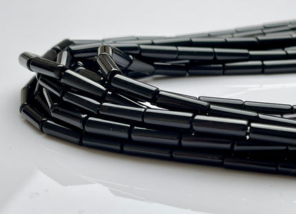 4x12-13 mm Tube Shape Natural Onyx Gemstone Beads Genuine Black Onyx Gemstones Loose Beads 15.5 Inches Strand #4119