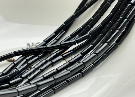 4x12-13 mm Tube Shape Natural Onyx Gemstone Beads Genuine Black Onyx Gemstones Loose Beads 15.5 Inches Strand #4119