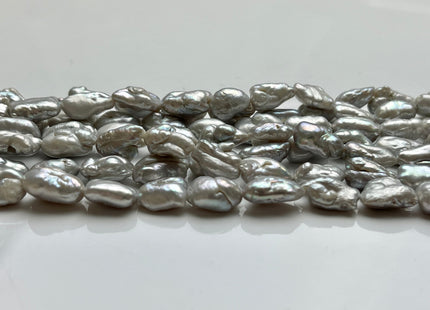 8x12 mm Silver Gray Keshi Biwa Freshwater Pearl Beads Genuine Rice Nugget Keshi Freshwater Pearl 33 Pieces #P2154