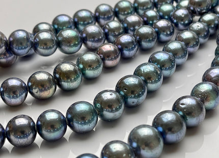 12-15mm AA HalfStrand Large Hole Blue Gray Peacock Color Edison Freshwater Pearl Bead Hole Size 2.2mm Genuine Extra Shiny Edison Pearl #1781