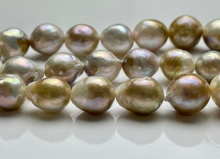 13-15mm AA Jumbo Size Natural White Champagne Baroque Edison Freshwater Pearl Beads Genuine Rare High Luster Baroque Edison Pearls #P2161