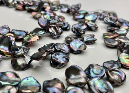 12-14 mm Rainbow Blue Peacock Color Keshi Freshwater Pearls Beads Genuine High Luster Top Drilled Peacock Keshi Cornflake Pearls #P2164