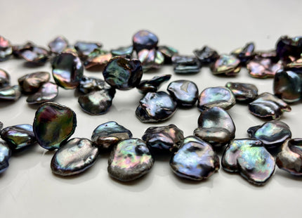 12-14 mm Rainbow Blue Peacock Color Keshi Freshwater Pearls Beads Genuine High Luster Top Drilled Peacock Keshi Cornflake Pearls #P2164