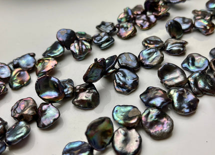 12-14 mm Rainbow Blue Peacock Color Keshi Freshwater Pearls Beads Genuine High Luster Top Drilled Peacock Keshi Cornflake Pearls #P2164
