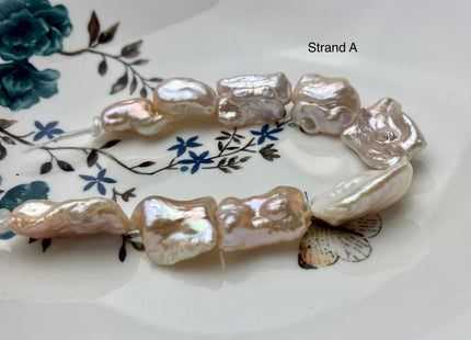 15x20-25 mm AA Large Hole Jumbo Biwa Stick Half Strand Freshwater Pearls Hole Size 2.2mm Genuine Freshwater Keshi Biwa Pearl Beads #760