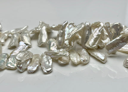 8-10x20-30mm AAAAA Top Drilled Natural White Biwa Genuine Super High Luster Freshwater Pearl Beads 4 inches Strand 13-16 Beads #709