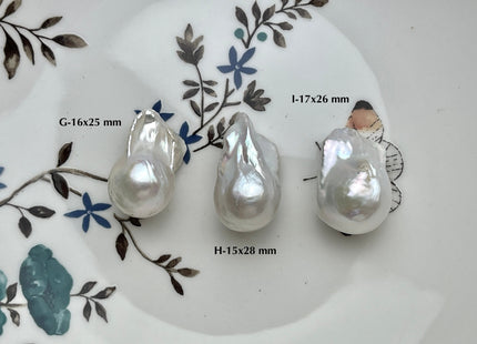 One-Of-A-Kind 15-22x25-33 mm AAAA Jumbo Natural White Baroque Pearl High Luster Top Half Drilled Tear Drop White Baroque Pearl Beads #P2169