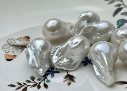One-Of-A-Kind 15-18x26-30 mm AAAA Jumbo Natural White Baroque Pearl High Luster Top Half Drilled Tear Drop White Baroque Pearl Beads #P2170