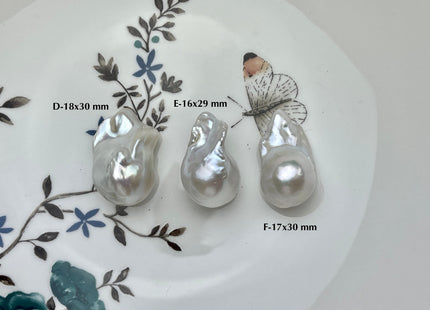 One-Of-A-Kind 15-18x26-30 mm AAAA Jumbo Natural White Baroque Pearl High Luster Top Half Drilled Tear Drop White Baroque Pearl Beads #P2170
