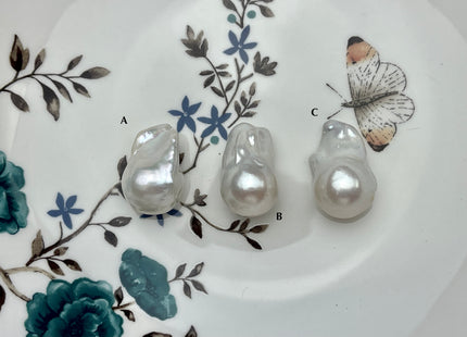 One-Of-A-Kind 15-18x26-30 mm AAAA Jumbo Natural White Baroque Pearl High Luster Top Half Drilled Tear Drop White Baroque Pearl Beads #P2170