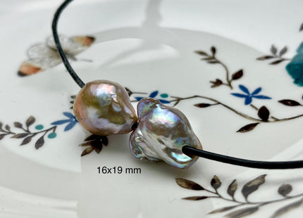 ONE Piece 16-19x25-30 mm AA Large Hole Jumbo Natural Mauve Pink Baroque Pearl Hole Size 2.2mm Genuine High Luster Baroque Pearls #P2184