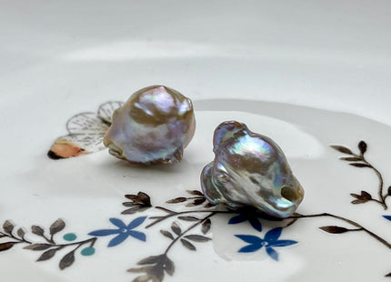 ONE Piece 16-19x25-30 mm AA Large Hole Jumbo Natural Mauve Pink Baroque Pearl Hole Size 2.2mm Genuine High Luster Baroque Pearls #P2184