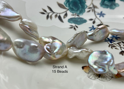 One-Of-A-Kind AAA Very Rare Natural White Pink Mixed Freshwater Keshi Pearl Genuine High Luster Natural Jumbo Keshi Nugget Pearls #P2176